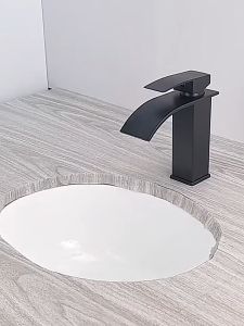 QUITE Waterfall Basin Faucet Black Bathroom Faucet SUS304 Bath Hot & Cold Water Faucet Basin Faucet Bottom Mounted Washbasin