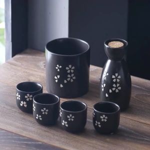 Japanese-style Small Wine Cup Baijiu Cup Retro Ceramic Wine Dispenser Sake Wine Set Warm Wine Set Spirits Cup Yellow Wine Teapot
