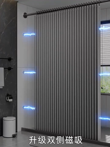 【5-In-1】Thicker Bathroom Shower Curtain Water Proof Multifunctional Foldable Curtain With Magnetic Set