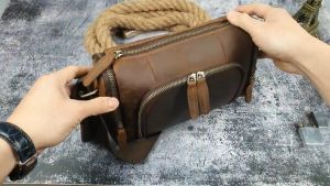 [Da thật] Túi đeo chéo nam da bò thật TD120LD (Đen/Nâu sáp) - 100% da thật bảo hành 3 năm