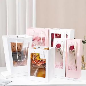Túi Giấy Túi Đựng hoa Quà tặng Có Quai Mặt Cửa Sổ Mica (chọn màu size)