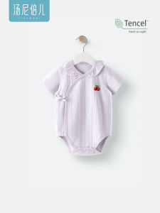 Tony Bell Baby Summer Modal Cotton Thin Triangle Wrap Romper Girls Short Sleeve Bow Tie Onesie Cool Feeling Infant Clothing