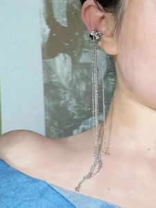 Long Tassel Ear Cuff No Piercing Women's Unique Design High Fashion Sensation Cold Style Face Slimming Ear Clip Earring