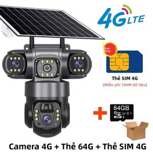 Camera IP Ngoài Trời Chạy Bằng Năng Lượng Mặt Trời 12MP Mạng 4G Hệ Thống 3 Ống Kính Zoom 10X Phát Hiện Chuyển Động Người Chống Nước Tầm Nhìn Ban Đêm Camera An Ninh CCTV