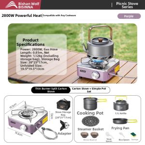 BSWOLF | Portable Outdoor Tea Cooking Gas Stove