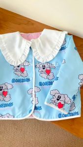 BeBe (mattburry ของแท้ นำเข้าเกาหลี พร้อมส่ง) Pink heart jacket set เสื้อแจ็กเก็ทชมพูลายหัวใจกับประโปรงเข้าเซ็ต/Super Cute Girls Set: Pink Heart Print Long-Sleeve Cardigan with Adorable White Lace Collar