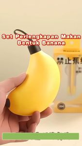 Set Alat Makan Stainless Steel / Banana Set Stainless Steel 304 / Sendok Sumpit Travelling / Set Alat Makan Travel