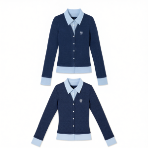 PSO Brand | V-neck Shirt Collar False Two-Piece Knit Cardigan Long Sleeve