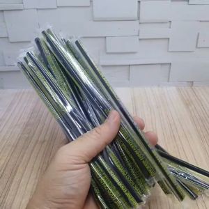 sedotan plastik hitam kopi juice teh steril food grade universal 6mm 1 sisi runcing kopi juice teh jus 20 cm isi 250 batang