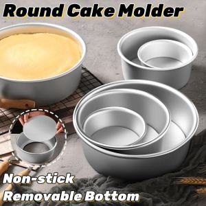Aluminum Alloy Nonstick Round Cake Molder Baking Pan Set with Removable Bottom 4/6/8 Inch Sizes for Bento/Cakes and More