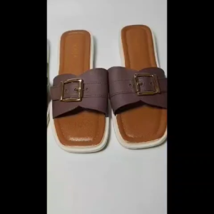 Sandal Jelly Slop Flat Mainan Gesper Emas Square MKY 818-262 36-41