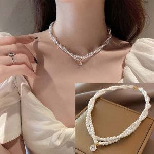 ฟชั่นดีไซน์หรู สร้อยคอมูกจี้คริสตัลสำหรับผู้หญิง โชคเกอร์โซ่ ไหปลาร้าย้อนยุค