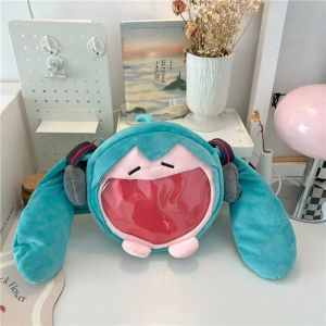 Bandai | Hatsune Miku Shoulder Bag Backpack Cute Anime Plush Cartoon Kawaii Knapsack Student Bag Packet For Gifts Toys.