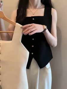 ⚡Port⚡ blouses women new style 2025 High-end Versatile Top Niche Bottoming Shirt Square Neck Vest Women Low Chested Vest