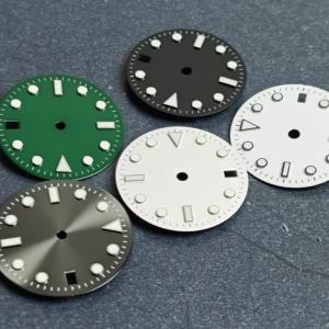 28.5mm Black Green Sterile Blue/Green Luminous Dial Fit NH35 Matte Texture Watch Dial Accessories Diving Watches