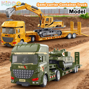 Semi-carrier container Truck Diecast Engineering Inertial Driving Toys for Boys Tractor Excavator Bulldozer Kids Vehicle Model