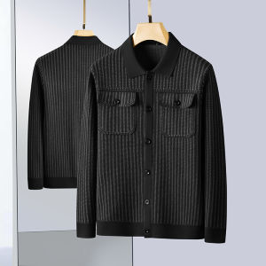 plus Size Mens Knitwear Jacket Style Long Sleeve Striped Sweater Extra Large Casual Fashion plus Size Clothing Spring Autumn