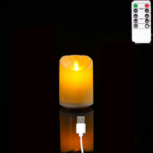 1 or 3 Pieces USB Charge Remote Control LED Decorative Moving Wick Candles10/12.5/15 cm Rechargeable Dancing Church Candles