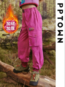PPTOWN | Thickened Warm Winter Childrens Workwear Pants