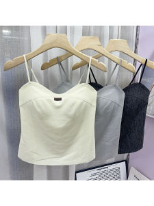 Adjustable Strapless Vest Top Womens Camisole Tube Top Inner Wear Tank Top Outdoor Wear Anti-Light Bra Pad Built-In Vest
