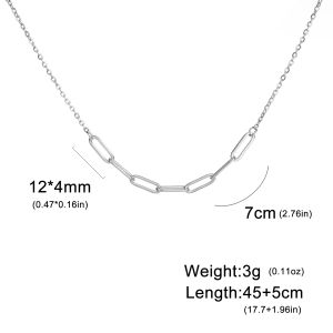 Skyrim Stainless Steel Paper Clip Link Chain Necklace for Women Gold Color Trendy Jewelry on The Neck New In Birthday Gift