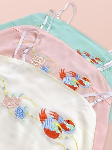 Áo Vest Thêu Hoa Cổ Điển Dành Cho Nữ Áo Vest Dây Đeo Bên Trong Áo Vest Hở Lưng Quần Áo Cổ Tròn Mùa Hè Quần Áo Làm Việc