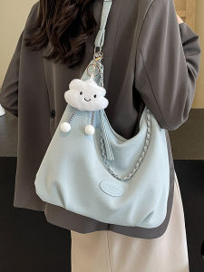 Trendy Large Capacity Student Class Womens 2025 New Handbag Commuter Single Shoulder Crossbody Bag Durable Polyester Material