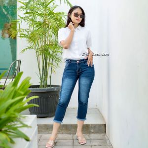 JnJ - Biante Claw Celana Jeans 7/9 wanita Bahan Jeans Melar Realpict