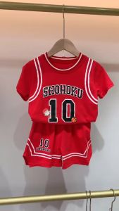 ชูดเด็กชายฤดูร้อน บาสเก็ตบอลดิจิตอลแขนสั้น กางเกงกีฬา ชูดเซท 2ชิ้น ผ้าคอตตอน ผ้าคอตตอนสบาย