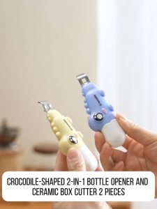 2-in-1 Ceramic Box Cutter & Bottle Opener Mini Cute Box Opener Built-In Magnetic Small Box Cutter safety Package Opener with Protective Cover for Packages Letters Office Home