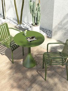 Outdoor Waterproof Sunscreen Iron Art Small round Table Leisure Balcony Furniture Combination Villa Garden Table Chair Set