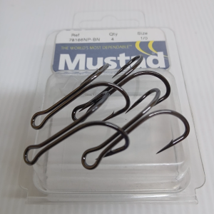 1pack 4pcs Mustad 78166NP-BN Frog Double Fishing Hooks