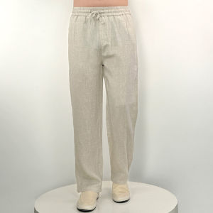 APJ | High-End Pure Linen Mens Summer Thin Wide Leg Casual Pants Loose Straight Business Gentleman Style Long Trousers Breathable