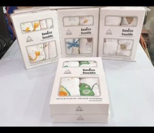 Hộp 2 khăn tắm Manny sợi tre mềm mại cho bé KT 110 x 120cm