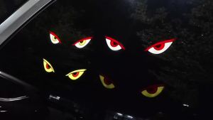 KEVANLY | Solar Powered Car Neon Light Wireless Cool DEMON EYE Led Ambient Light Suction Cup Atmosphere Breathing USB Rechargeable Lamp