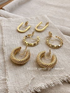 Reed South Geometric Alloy Earrings Silver Plated Gold Plated Vintage Hong Kong Style Elegant Classical Jewelry for Women