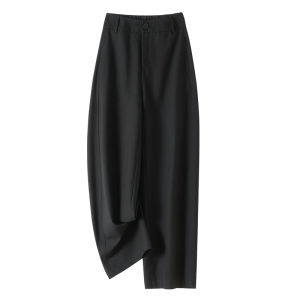 TUOYUN | กางเกงชุดสูทไหมอะซิเตทเอวสูงทรงสลิมฟิต กางเกงขายาวทรงหกแฉกลำลอง ผ้าผสมโพลีเอสเตอร์และไตรอะซิเตทสำหรับผู้หญิง