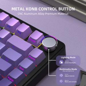 ATTACK SHARK | Attack Shark X85 RGB Mechanical Keyboard with Metal Knobs Full-Key Hot-Swap Bluetooth Wireless Tri-Mode Support for Windows