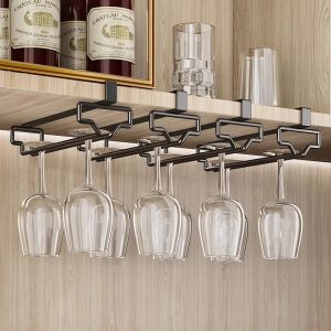 Elegant Inverted Hanging Wine Glass Rack Home Decor High-quality Metal Craft Storage Holder Luxury Display Stand No-drilling Required