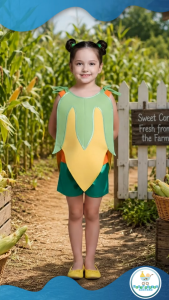 Nutrition Month Children Mais/Corn V2 Costume Outfit Vegetable & Fruit Halloween Cosplay School Event Performance Costume for Kids
