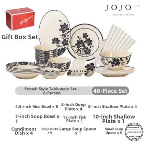 Retro Lily Pattern Ceramic Tableware Set