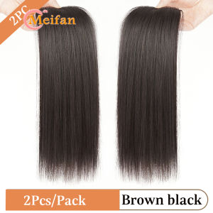 2PC Straight Hairpiece Synthetic Clip in Hairpieces Brown Black Adding Extra Volume  Invisible Seamless Hair Pads for Women