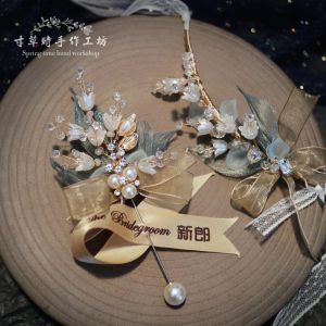 Wedding Bouquet Wraps Bellflower Maids of Honor Bridal Hand Rings Groom Chest Flowers Pins Marriage Banquet Accessories
