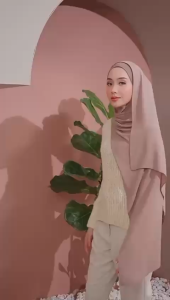 Daily Essential Chiffon Shawl Set 2pc ( Alya Dagu Tali Tie Back Inner Neck Hijab / Anak Tudung )