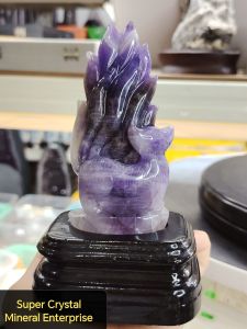 Natural Finest Amethyst Fox Fairy Carving Ornament AFF09