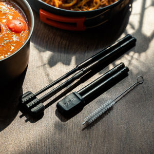 Awada Portable Telescopic Chopsticks Outdoor Camping Picnic Tableware Food Grade Anti-Slip Easy to Clean Single Person Cutlery