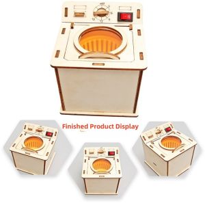 Kids Science Toy Washing Machine Technology Gadget STEM Physics Wooden 3D Puzzle Kit Learning Educational Toys for Children