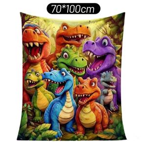 3D In Hình Khủng Long Mặt Cười Vui Nhộn Chăn Nhẹ Có Thể Giặt Được Vải Lông Cừu San Hô Ấm Áp Sử Dụng Tại Nhà Tấm Thảm Thoải Mái Tất Cả Các Mùa Ném