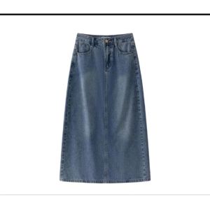 Highwaist Rok Jeans A-Line 7/8 - Basic Skirt Jeans 780 || Rok Jeans Wanita