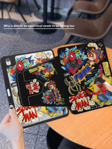 Acrylic iPad Protective Case 720° Rotation Tri-Fold Hard Shell with Pen Slot Cartoon Design Compatible with Air5 Pro11 Mini6